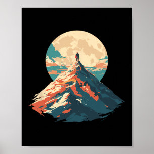 Póster Diseño de escalada de pico de montaña motivacional