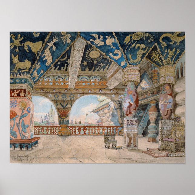 Póster Diseño de escenario para la ópera de Nikolai Rimsk (Frente)