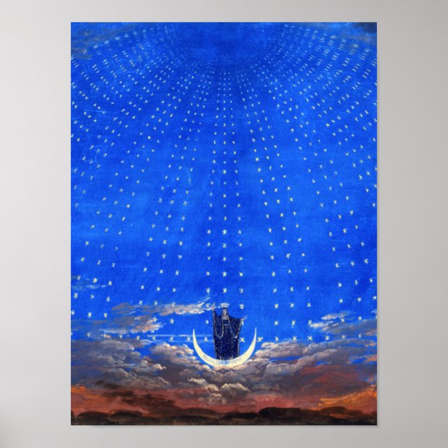 Póster Diseño de escenario para la ópera Magic Flute de M (Frente)