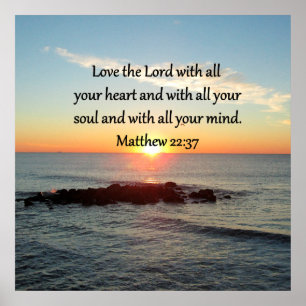 PÓSTER DISEÑO DE ESCRITURA DE MATTHEW PACÍFICO 22:37 SUNR