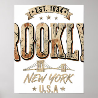 Póster Diseño de escritura dorada ornamentada de Brooklyn