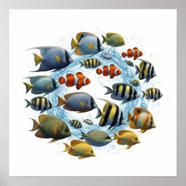 Póster Diseño de escuela de peces diverso