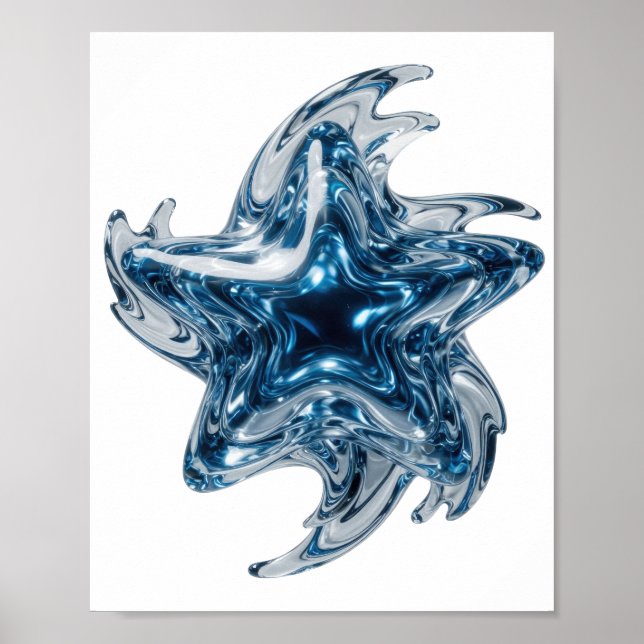 Póster Diseño de eslogan BLUE STAR de plata limpia (Frente)