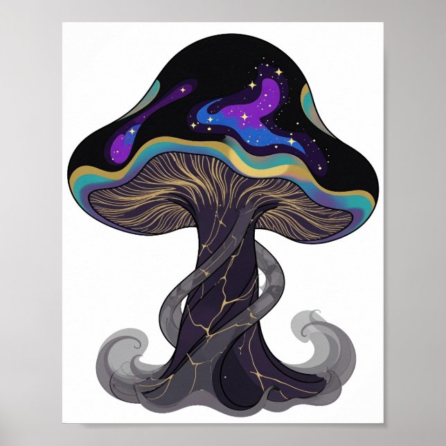 Póster Diseño de eslogan de hongo espacial de plata moder (Frente)
