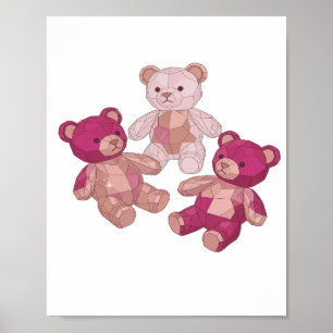 Póster Diseño de eslogan de TRES OSITOS de plata trendy