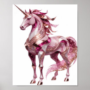 Póster Diseño de eslogan de UNICORNIO de plata dinámico