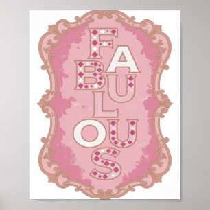 Póster Diseño de eslogan FABULOSO rosa moderno