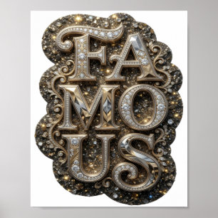Póster Diseño de eslogan FAMOSO Catchy Gold