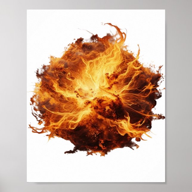 Póster Diseño de eslogan FIRE BALL de plata vibrante (Frente)