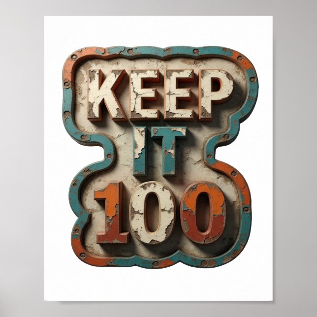 Póster Diseño de eslogan KEEP IT 100 naranja elegante (Frente)
