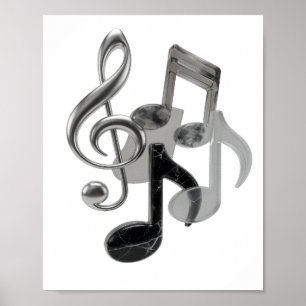 Póster Diseño de eslogan Stylish Silver MUSIC IN MOTION