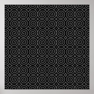 Póster Diseño de espiral en blanco y negro.