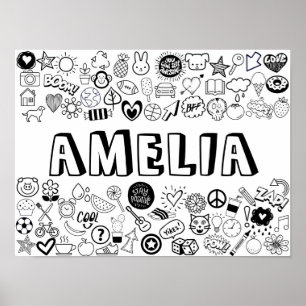 Póster Diseño de esquema "AMELIA" en color-it-Yourself