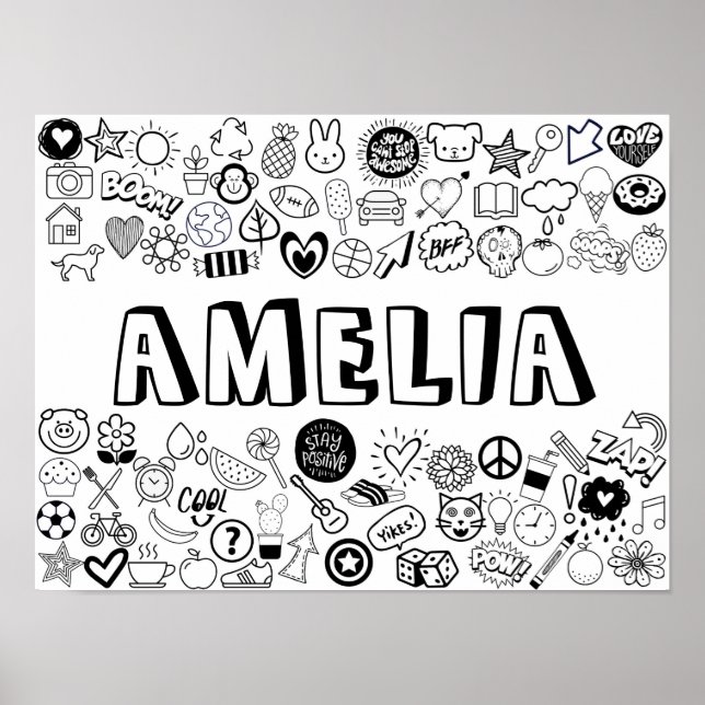 Póster Diseño de esquema "AMELIA" en color-it-Yourself (Frente)