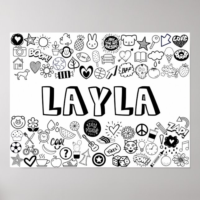 Póster Diseño de esquema "LAYLA" en color-it-Yourself (Frente)