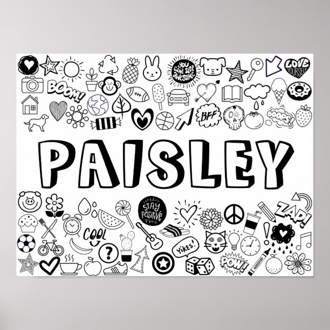 Póster Diseño de esquema "PAISLEY" en color-it-Yourself (Frente)