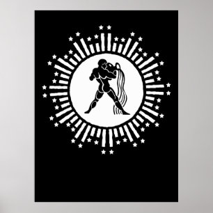 Póster Diseño de Estallido Estelar Cósmico del Signo Zodi