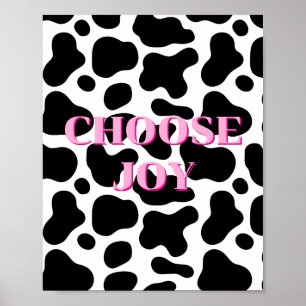 Póster Diseño de estampado de vaca, cartel de Elige Alegr