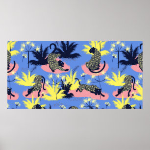 Póster Diseño de estilo geométrico de patrón tigre y leop