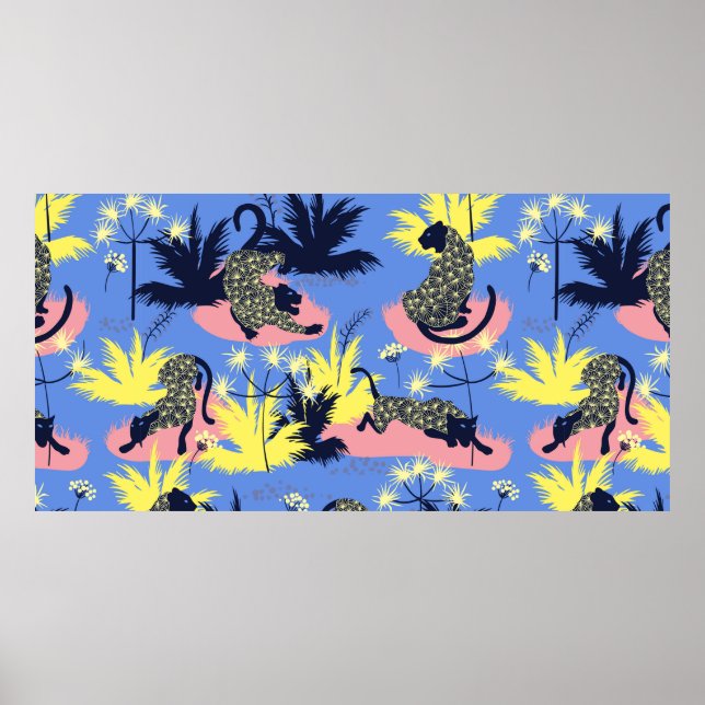 Póster Diseño de estilo geométrico de patrón tigre y leop (Frente)