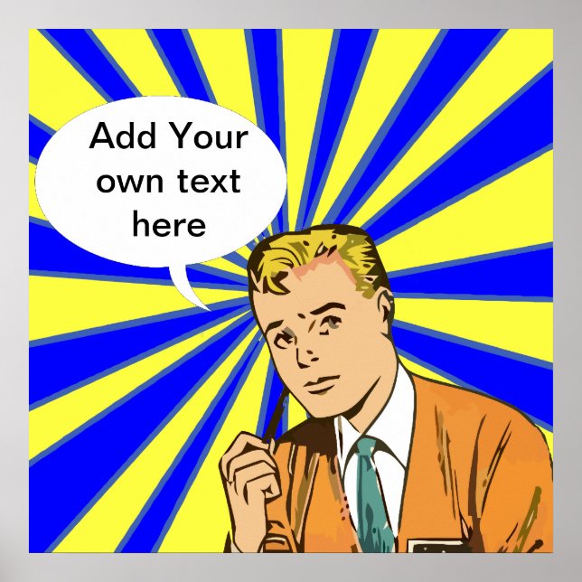 Póster Diseño de estilo retro-cómico de personalizable Gr (Frente)