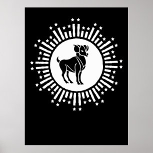 Póster Diseño de explosión estelar cósmica del signo zodi