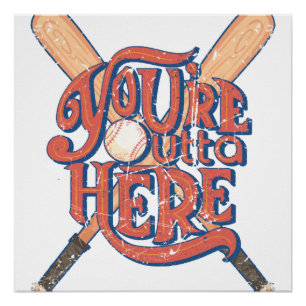Póster Diseño de fanático de béisbol softbol retro