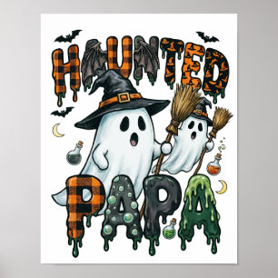 Póster Diseño de fantasma de Halloween del papá embrujado