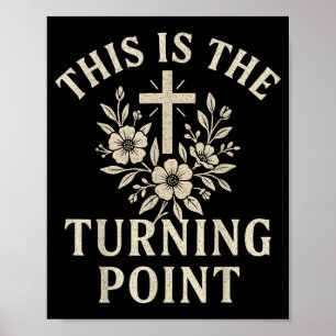 Póster Diseño de fe floral cruz cristiana giratoria int