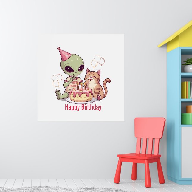 Póster Diseño de fiesta de cumpleaños de alienígena lindo (Guardería 1)