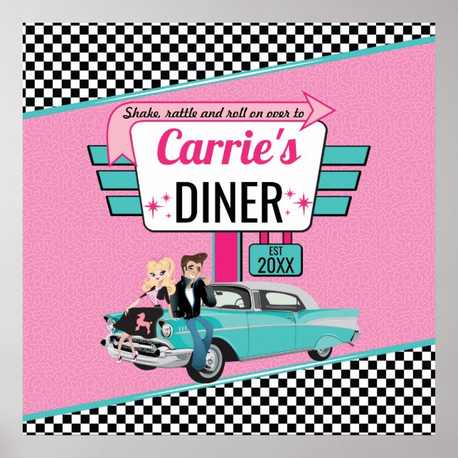 Póster Diseño de fiesta de cumpleaños retro de la década  (Frente)