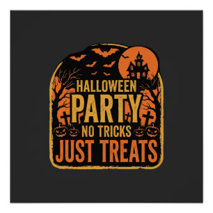 Póster Diseño de fiesta de Halloween sin trucos solo golo