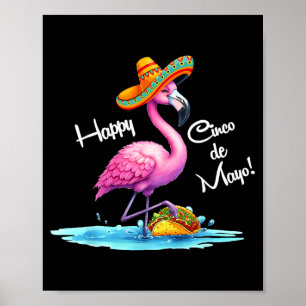 Póster Diseño de flamenco feliz cinco de mayo con taco 