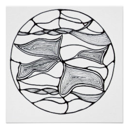 Póster Diseño de flor abstracta en blanco y negro