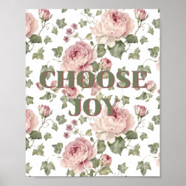 Póster Diseño de flor de rosa, cartel de Elige Alegría