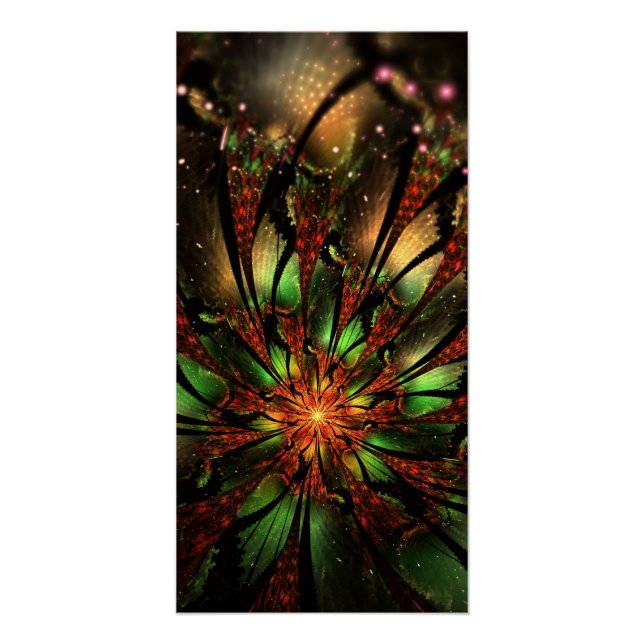Póster Diseño de flor fractal abstracta.  (Anverso)