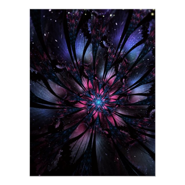 Póster Diseño de flor fractal abstracta.  (Anverso)