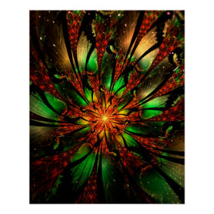 Póster Diseño de flor fractal abstracta.