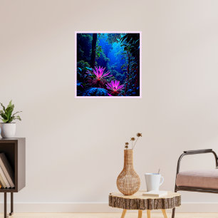 Póster Diseño de Floración Jungla Mística Brillante