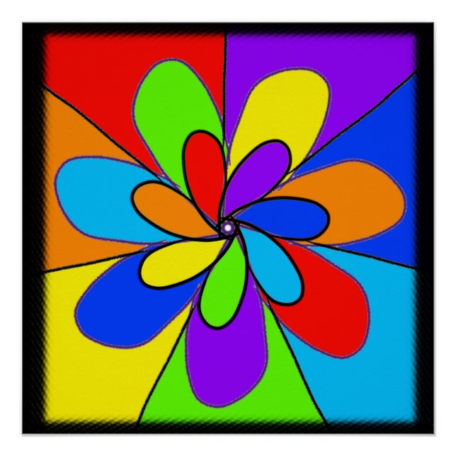 Póster Diseño de flores de color arcoiris abstracto (Anverso)