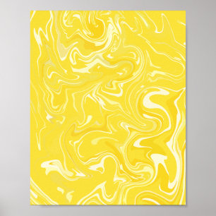 Póster Diseño de fluido amarillo abstracto