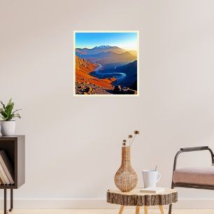 Póster Diseño de flujo del valle de montaña majestuoso