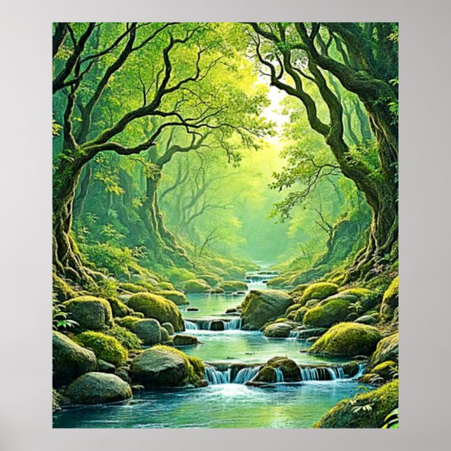 Póster Diseño de flujo forestal encantado (Frente)