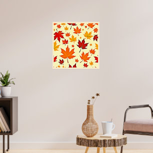 Póster Diseño de follaje de otoño sin costuras
