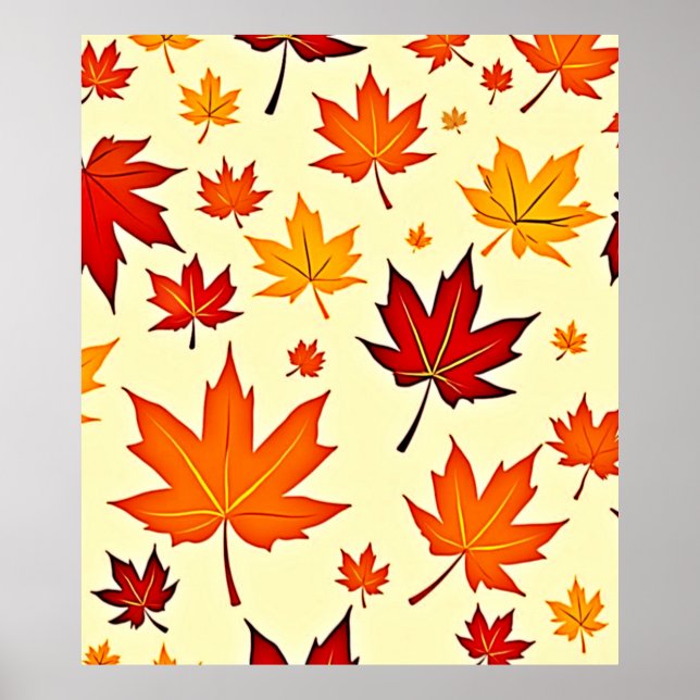 Póster Diseño de follaje de otoño sin costuras (Frente)