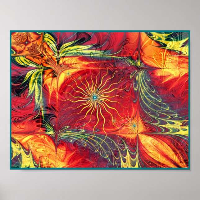 Póster Diseño de fractal decorativo (Frente)