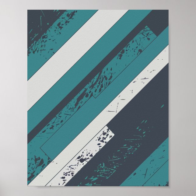 Póster Diseño de franja diagonal texturizada en blanco y  (Frente)