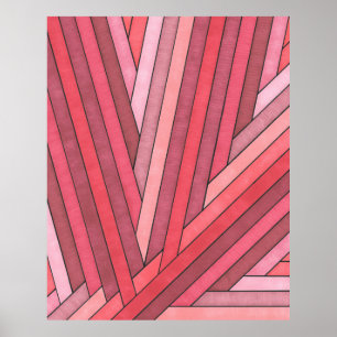 Póster Diseño de franja geométrica roja pintada a mano