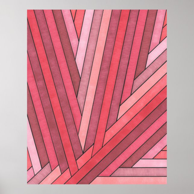 Póster Diseño de franja geométrica roja pintada a mano (Frente)