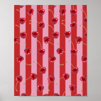 Diseño de franja roja y rosa con cerezas